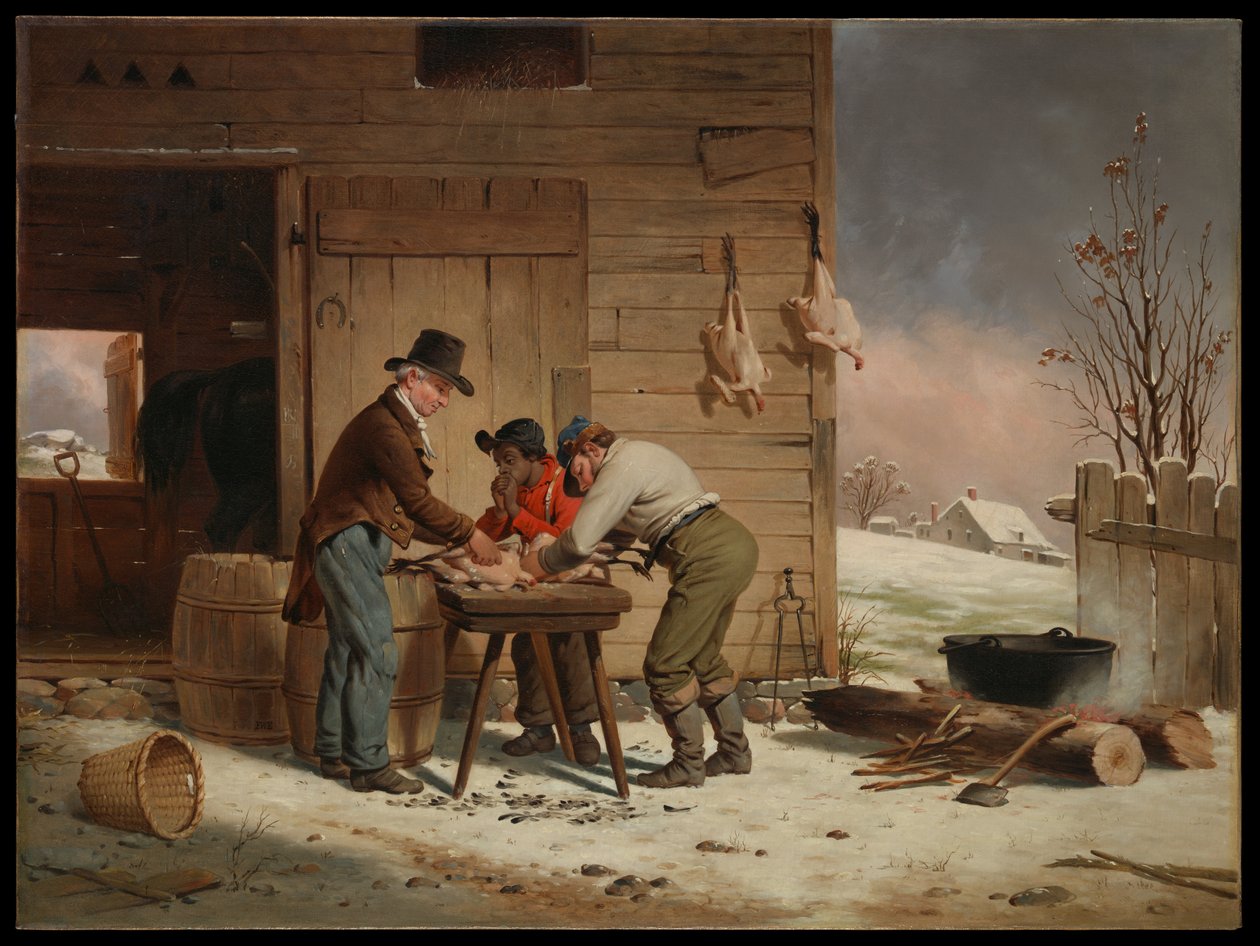 Karácsonyi készülődés (pulykakopasztás) alkotó: Francis William Edmonds