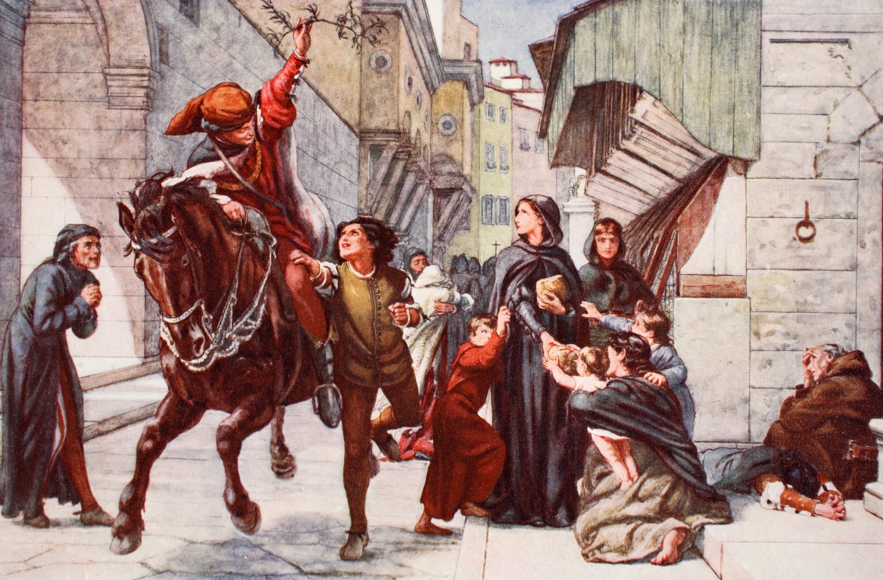 Megkönnyebbülés Firenzében a Liga támadása után alkotó: Francis William Topham