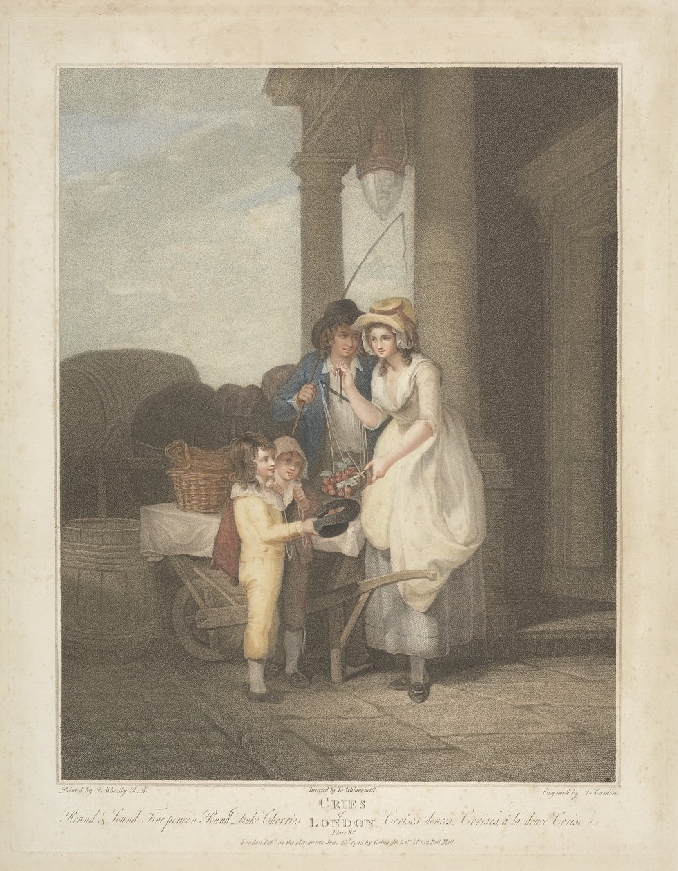 Cries of London: Round and Sound, Five Pence a Pound, Duke Cherries, metszett Anthony Cardon (1772-1813) 1795 alkotó: Francis after Wheatley