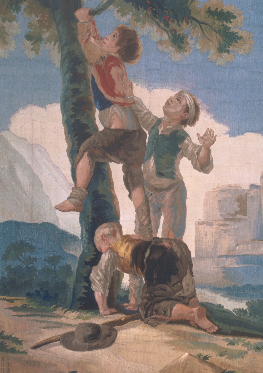 Fára mászó fiúk (szőttes) alkotó: Francisco de Goya