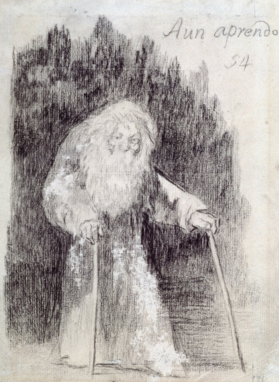 Még tanulok (Aun Aprendo) (szén, papír) alkotó: Francisco de Goya