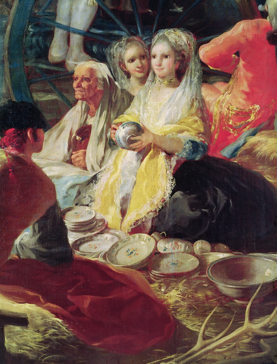 Hölgyek, akik kerámiát vásárolnak egy madridi standon, 1779 (38625 részlet) alkotó: Francisco de Goya