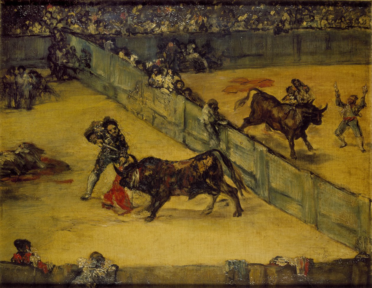Jelenet egy bikaviadalon: A megosztott gyűrű, 18. század alkotó: Francisco de Goya