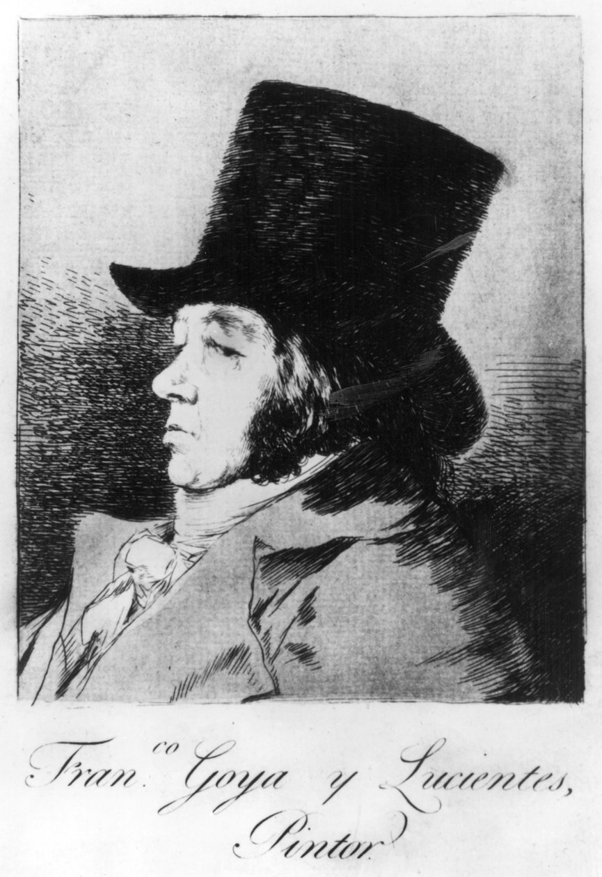 Önarckép, „Los caprichos” 1. tábla, kocsma. 1799 alkotó: Francisco de Goya