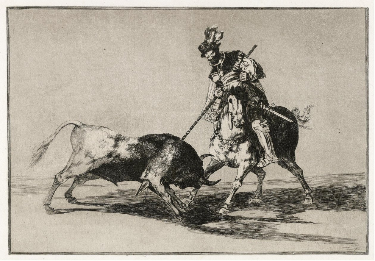 A Cid Campeador megtámad egy bikát a lándzsájával alkotó: Francisco de Goya