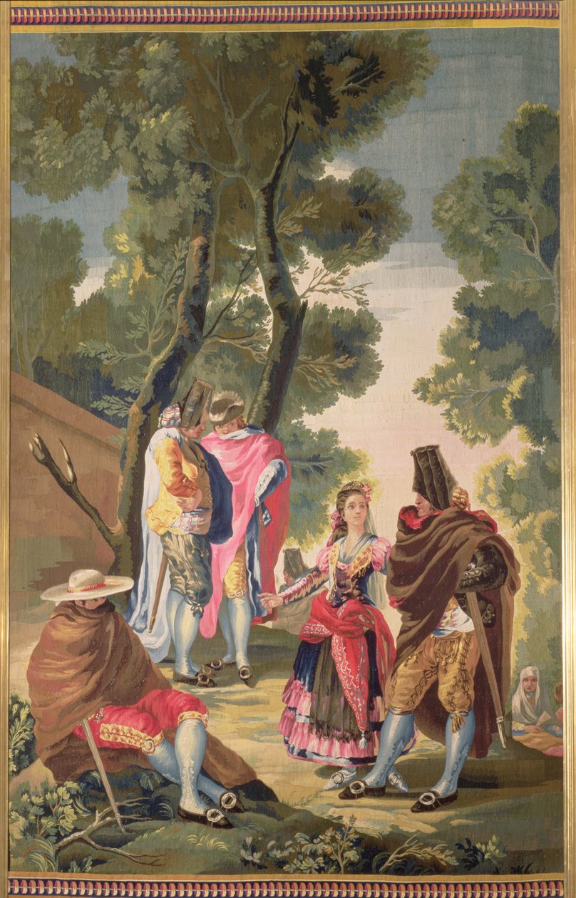 A szép nő és az álarcos férfiak (Andalúzia útja) alkotó: Francisco de Goya