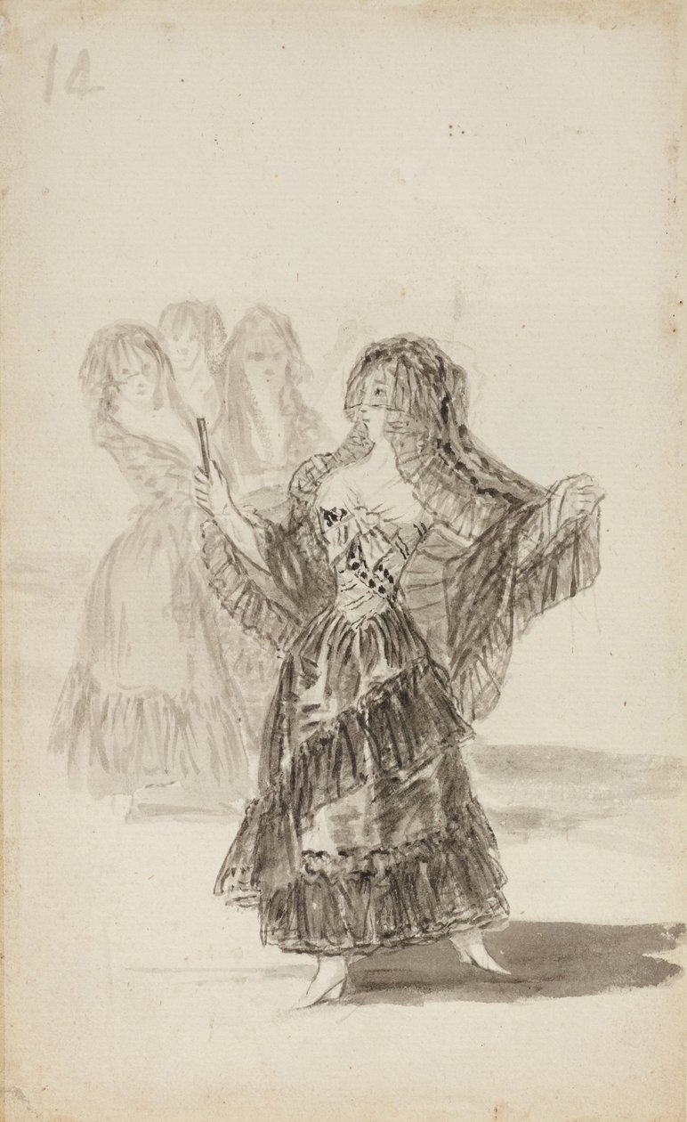 Két Majas ölelés (recto); Maja Parading három másik előtt (verso) alkotó: Francisco de Goya