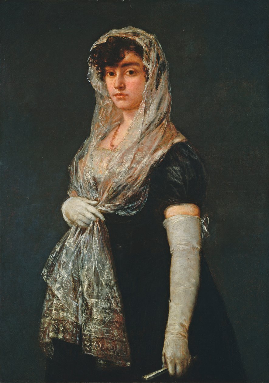 Fiatal hölgy Mantillát és Basquinát visel alkotó: Francisco de Goya