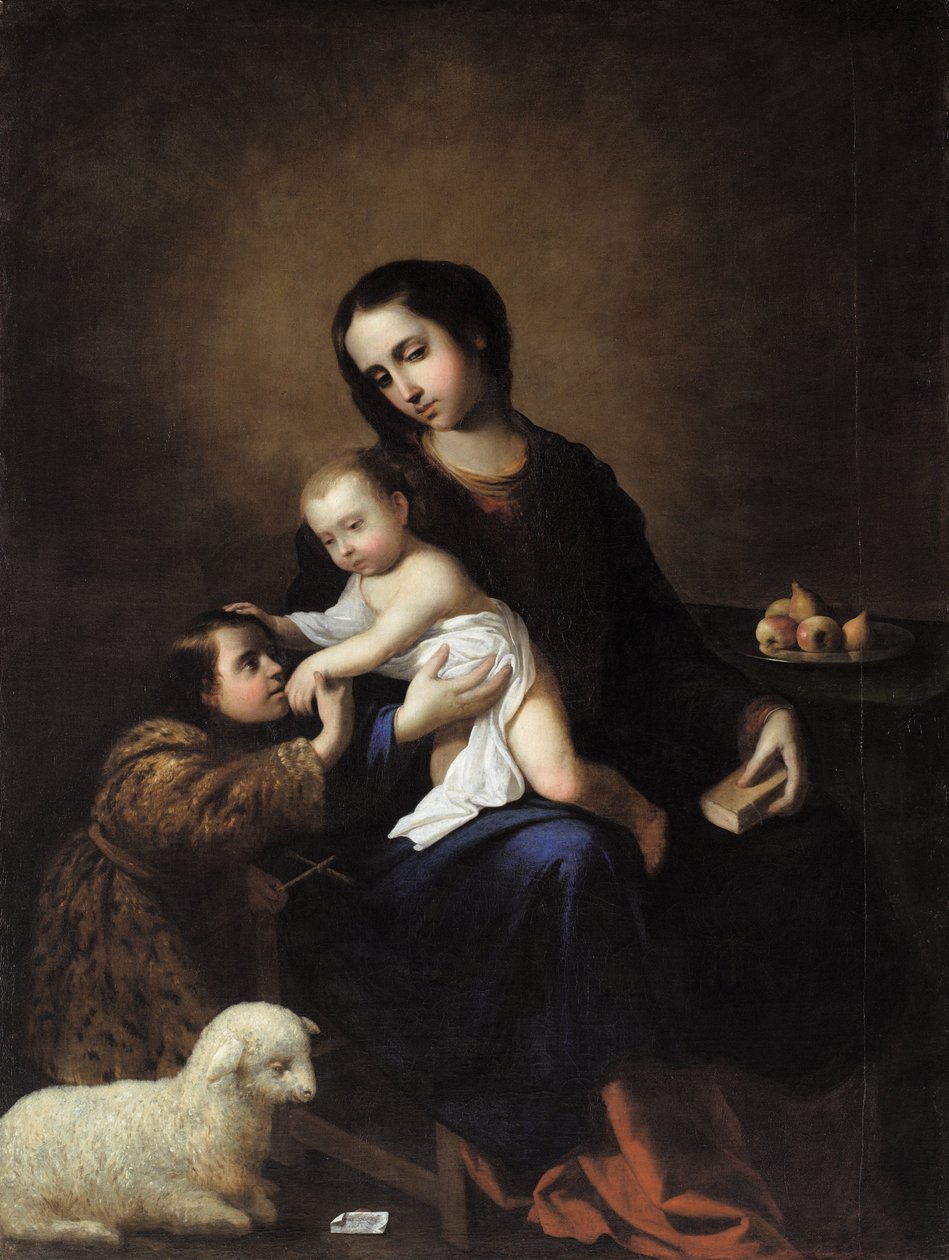 Szűz és gyermek a csecsemővel Keresztelő Szent János alkotó: Francisco de Zurbaran