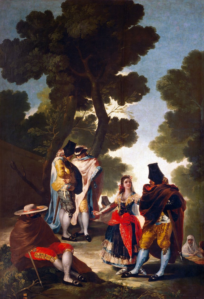 A Maja és a köpenyes férfiak vagy Séta Andalúzián alkotó: Francisco de Goya