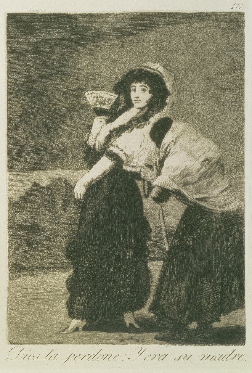 Isten bocsásson meg neki: az anyja volt, 1797 (metszet és akvatinta) alkotó: Francisco de Goya