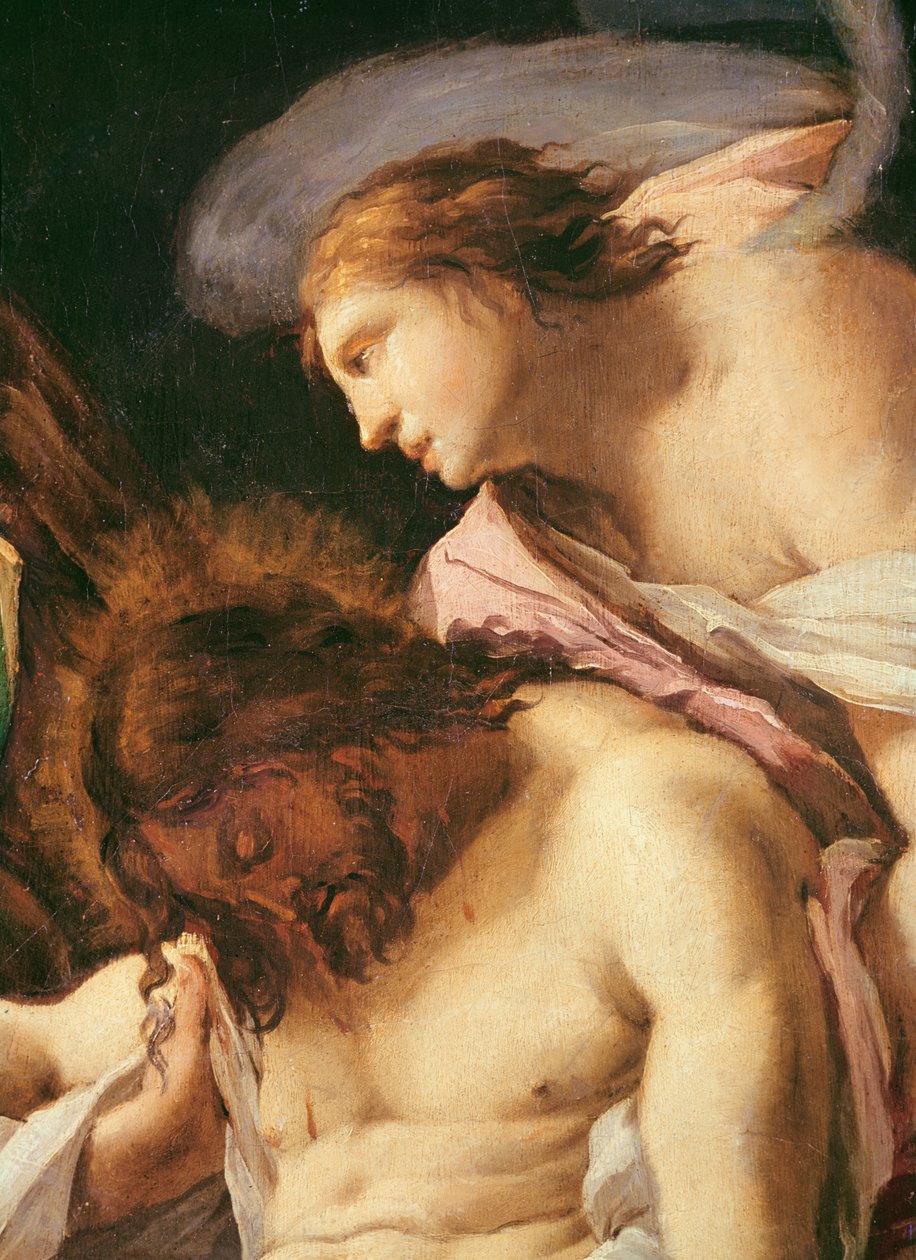 Krisztus teste Elsírozott részlet Krisztus fejéről és az angyal olajáról, vászonról alkotó: Francisco de Goya