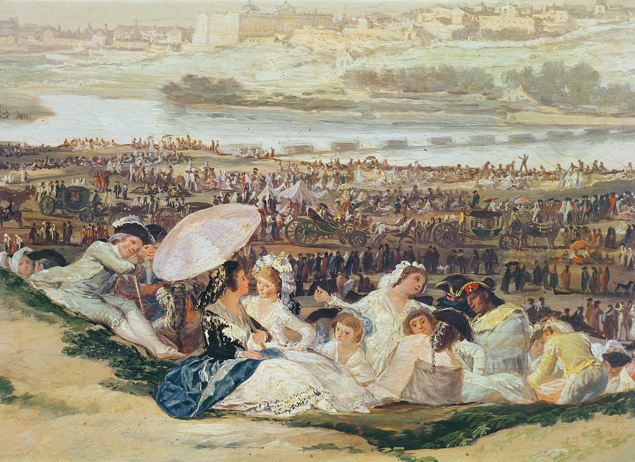 A San Isidro rétje részlet egy csoport napernyővel, 1788 olaj, vászon alkotó: Francisco de Goya