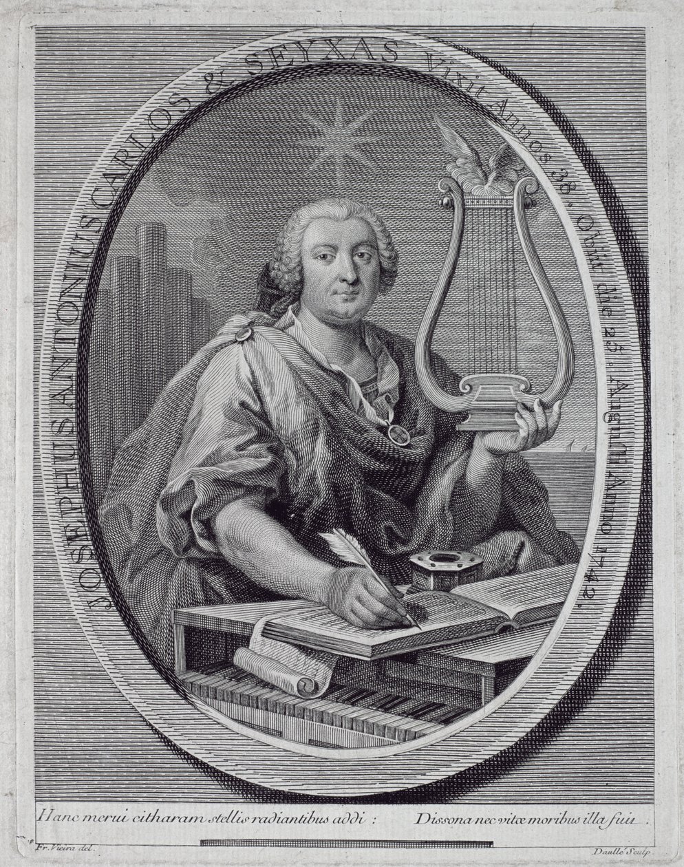 Jose Carlos Seixas (1704-42) portréja, amelyet John Daulle (1703-63) vésett alkotó: Francisco Vieira