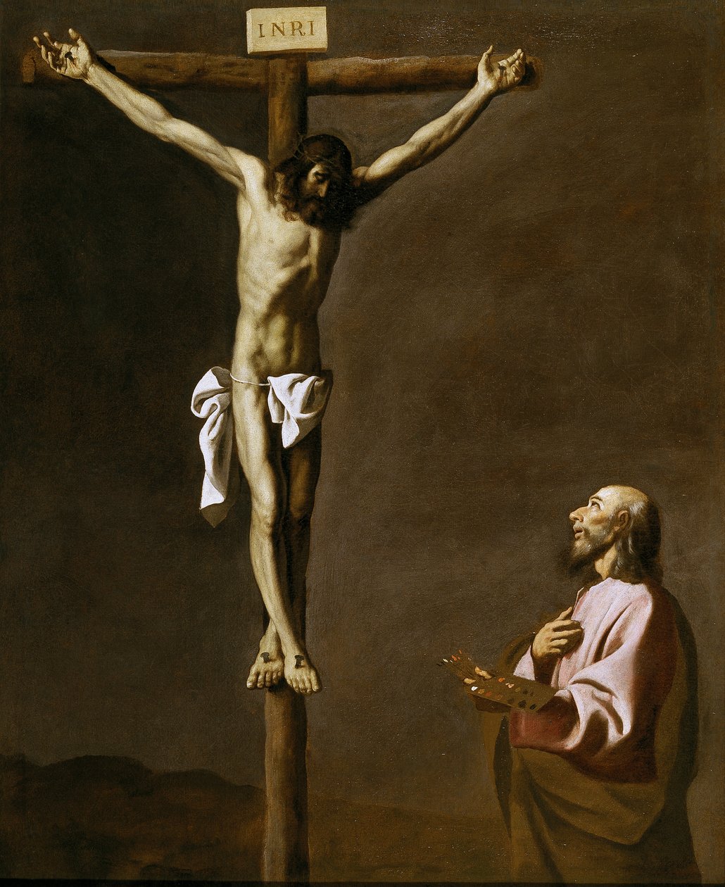Szent Lukács mint festő, Krisztus előtt a kereszten alkotó: Francisco de Zurbaran
