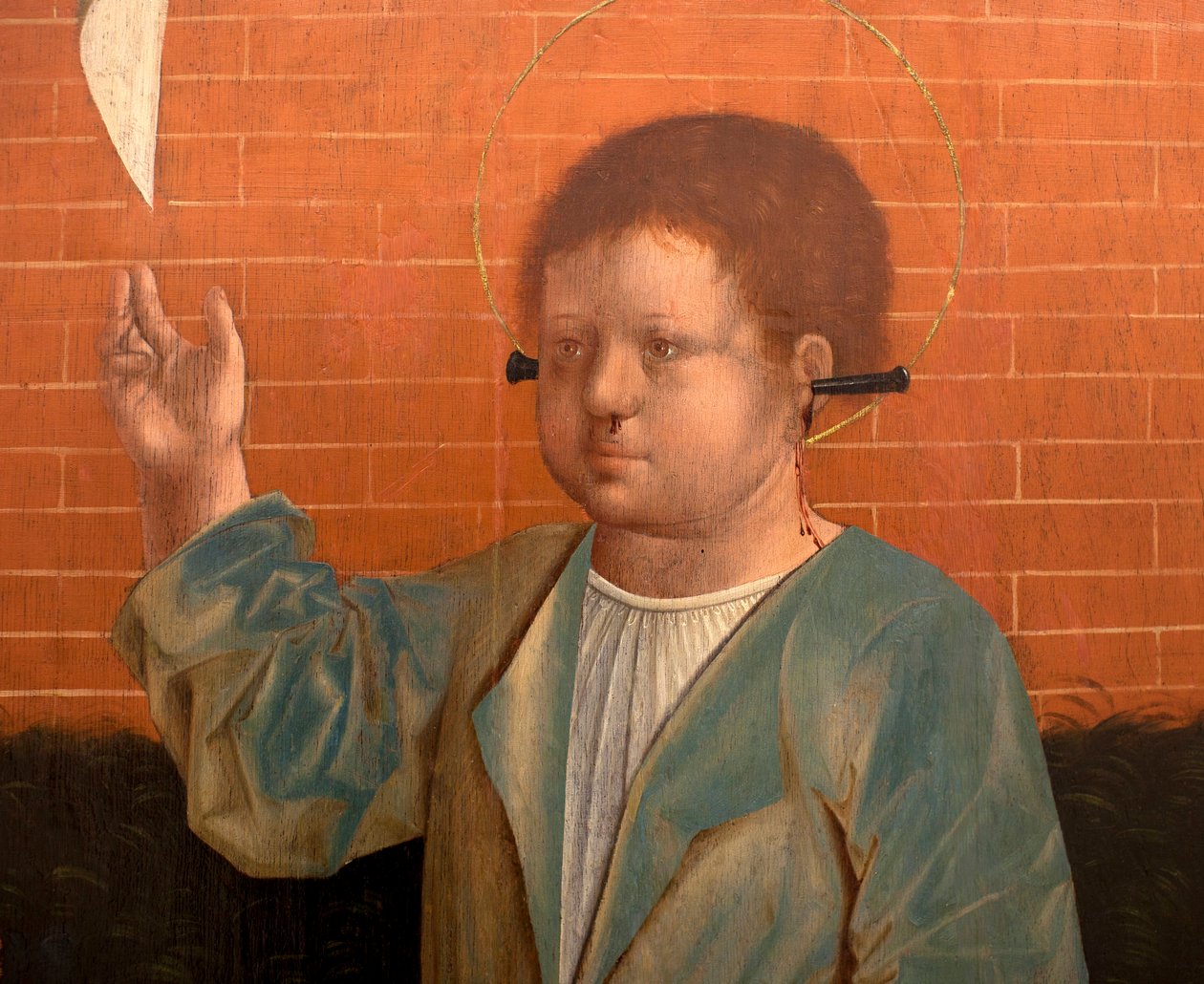 Szent Cir - részlet a Kegyelmes Szűzanya, Szent Júlia és Szent Cyr festménye, Francisco Henriques (flamand festő, aktív 1506 és 1518 között), olaj, fa, 1508-1512 körül, Szent Francois de Evora oldalkápolnájából (St. Cyr, részlet, Francisco alkotó: Francisco (attr.to) Henriques