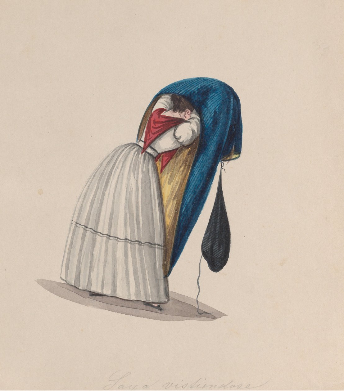 Egy nő a mondájába hátulról nézve, egy rajzcsoportból, amely..., kb. 1848. alkotó: Francisco