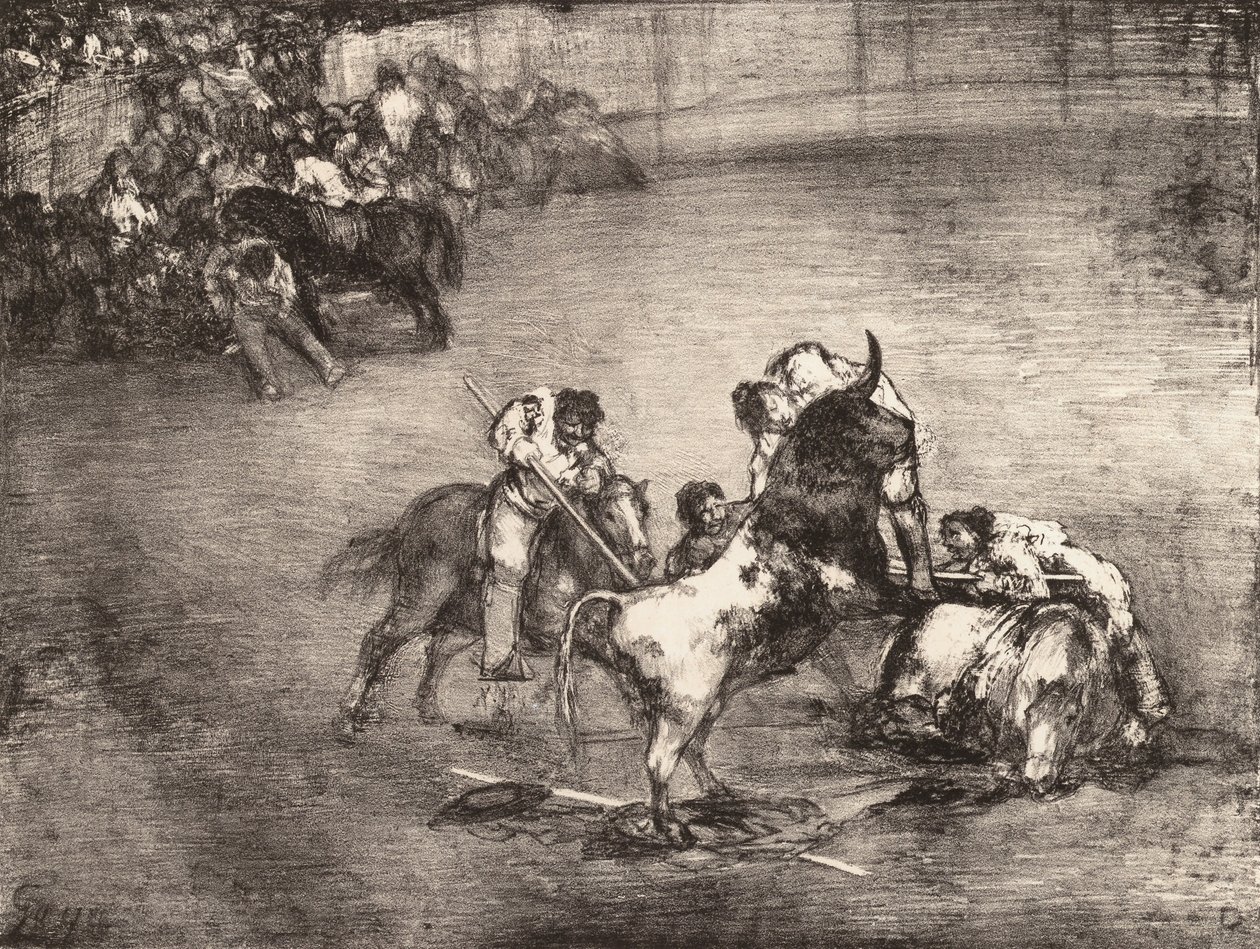 Bika által elkapott picador, a „Bulls of Bordeaux”-ból, 1825., 1825. alkotó: Francisco de Goya