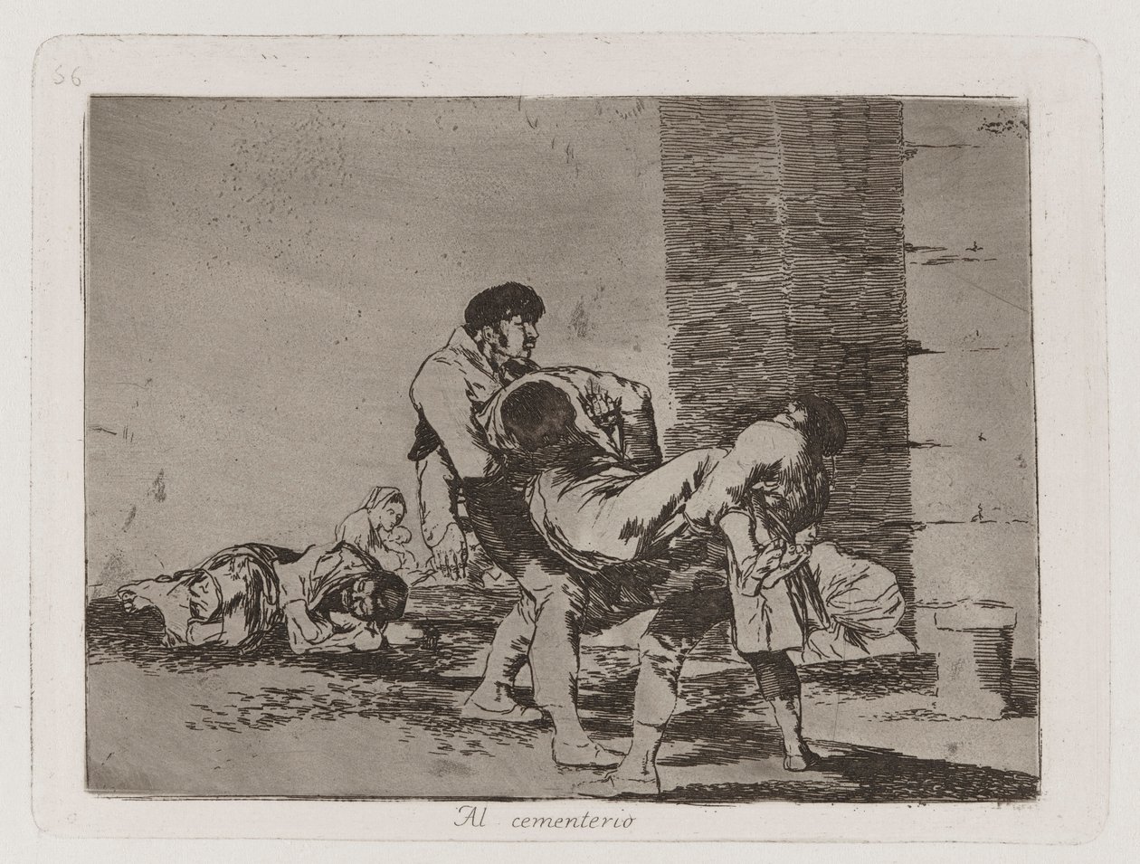 A temetőbe, 56. tábla a háború katasztrófáiból alkotó: Francisco de Goya