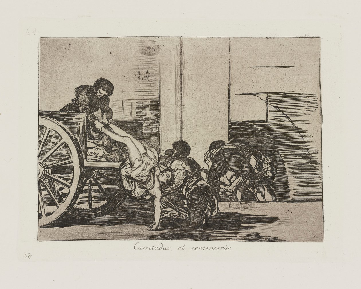 Autóutak a temetőbe. (Szekerek a temetőbe.), pl. 64 A háború katasztrófái című sorozatból alkotó: Francisco de Goya