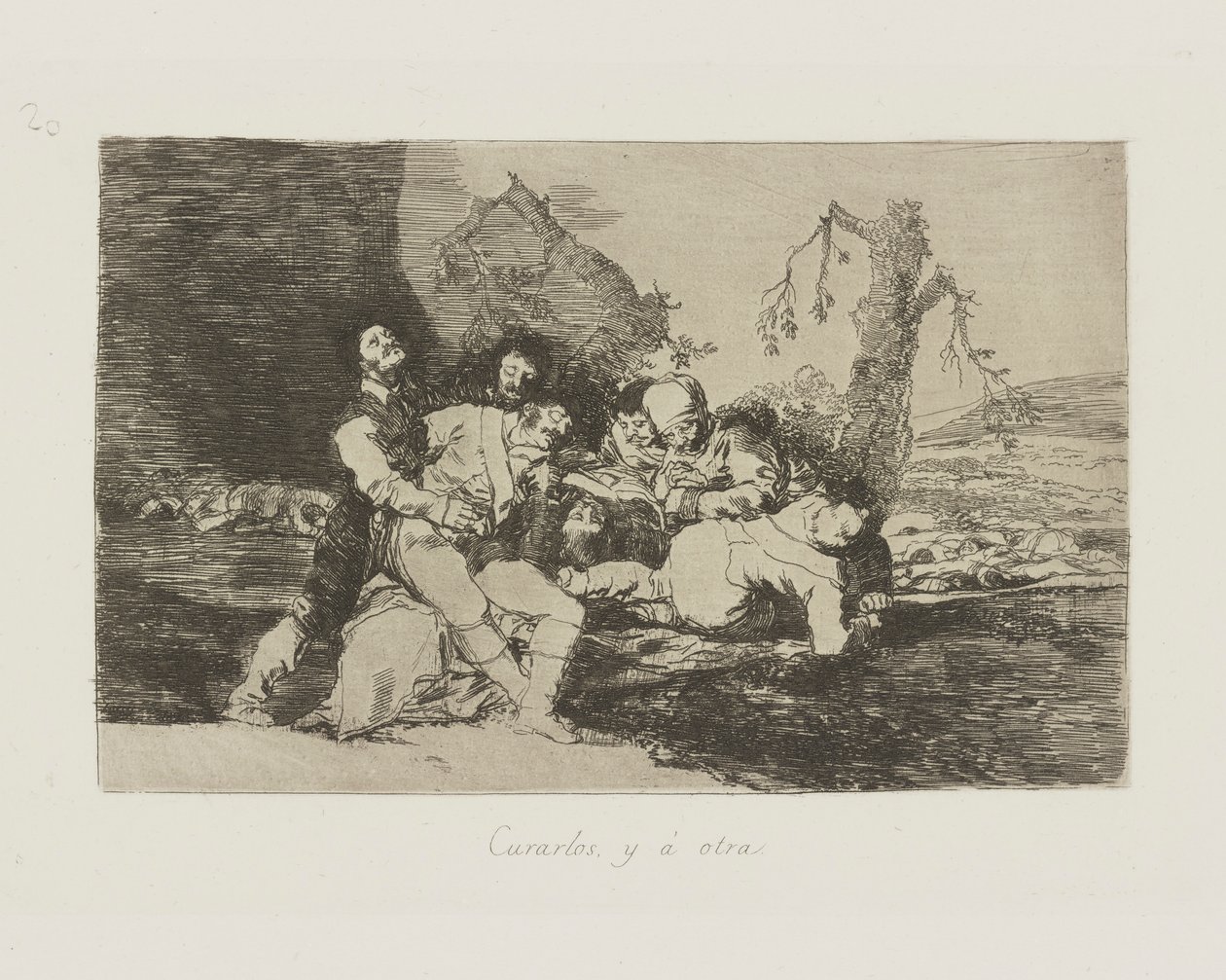 Gyógyítsd meg őket, és ? egy másik. (Get Them Well, and On to the Next.), pl. 20 a The Disasters of War sorozatból alkotó: Francisco de Goya