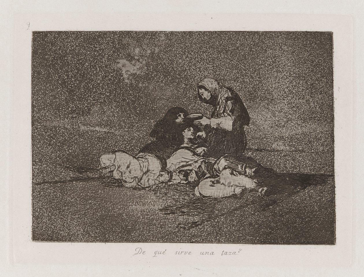mitől? szolgálni egy csészét? (Mit használ a pohár?), 59. tábla a The Disasters of War-ból alkotó: Francisco de Goya