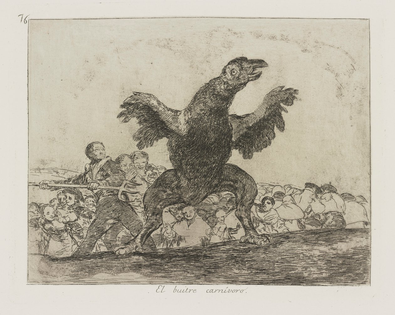 A húsevő keselyű. (A húsevő keselyű.), pl. 76. A háború katasztrófái című sorozatból alkotó: Francisco de Goya