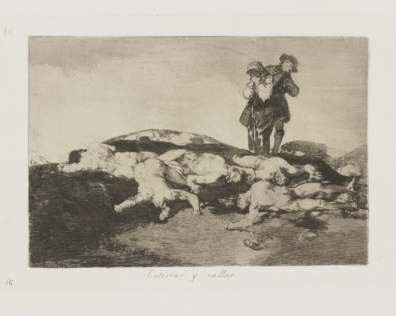 Temesd és fogd be. (Temesd el őket és maradj csendben.), pl. 18 A háború katasztrófái című sorozatból alkotó: Francisco de Goya