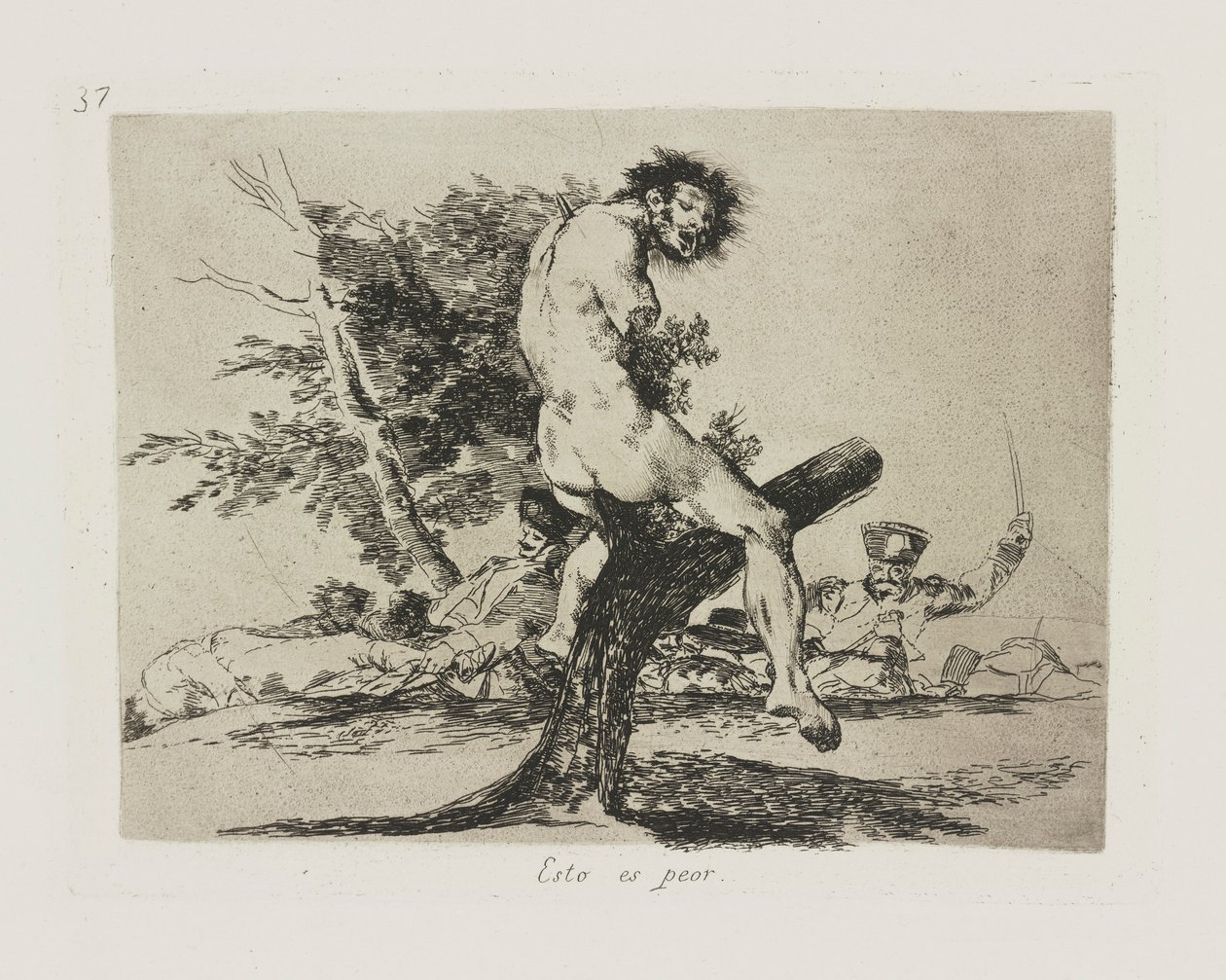 Ez még rosszabb. (Ez még rosszabb), pl. 37. A háború katasztrófái című sorozatból alkotó: Francisco de Goya