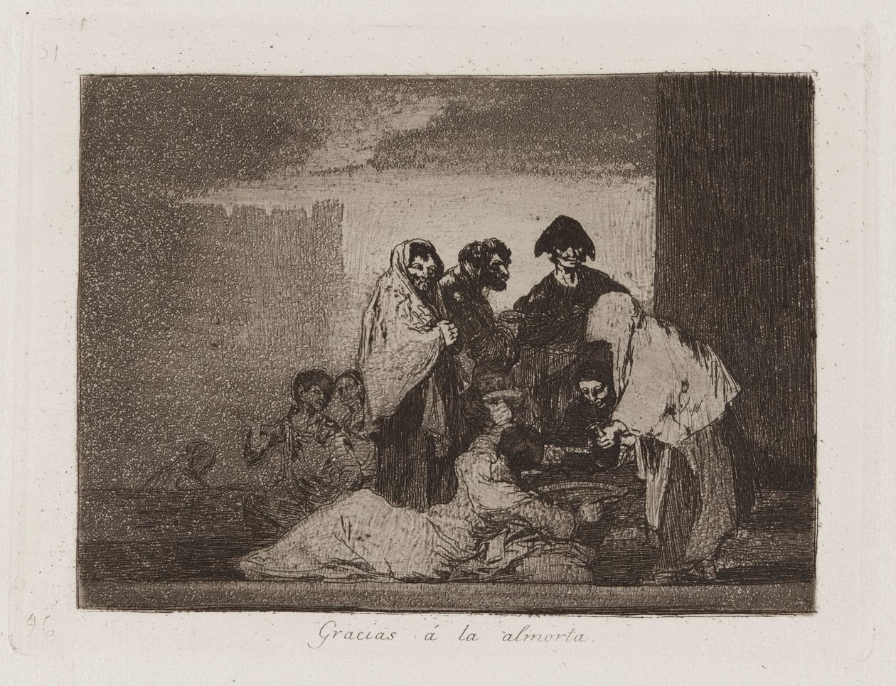 Köszönöm ? la almorta (Köszönet a kölesnek), 51. tábla a The Disasters of War-ból alkotó: Francisco de Goya