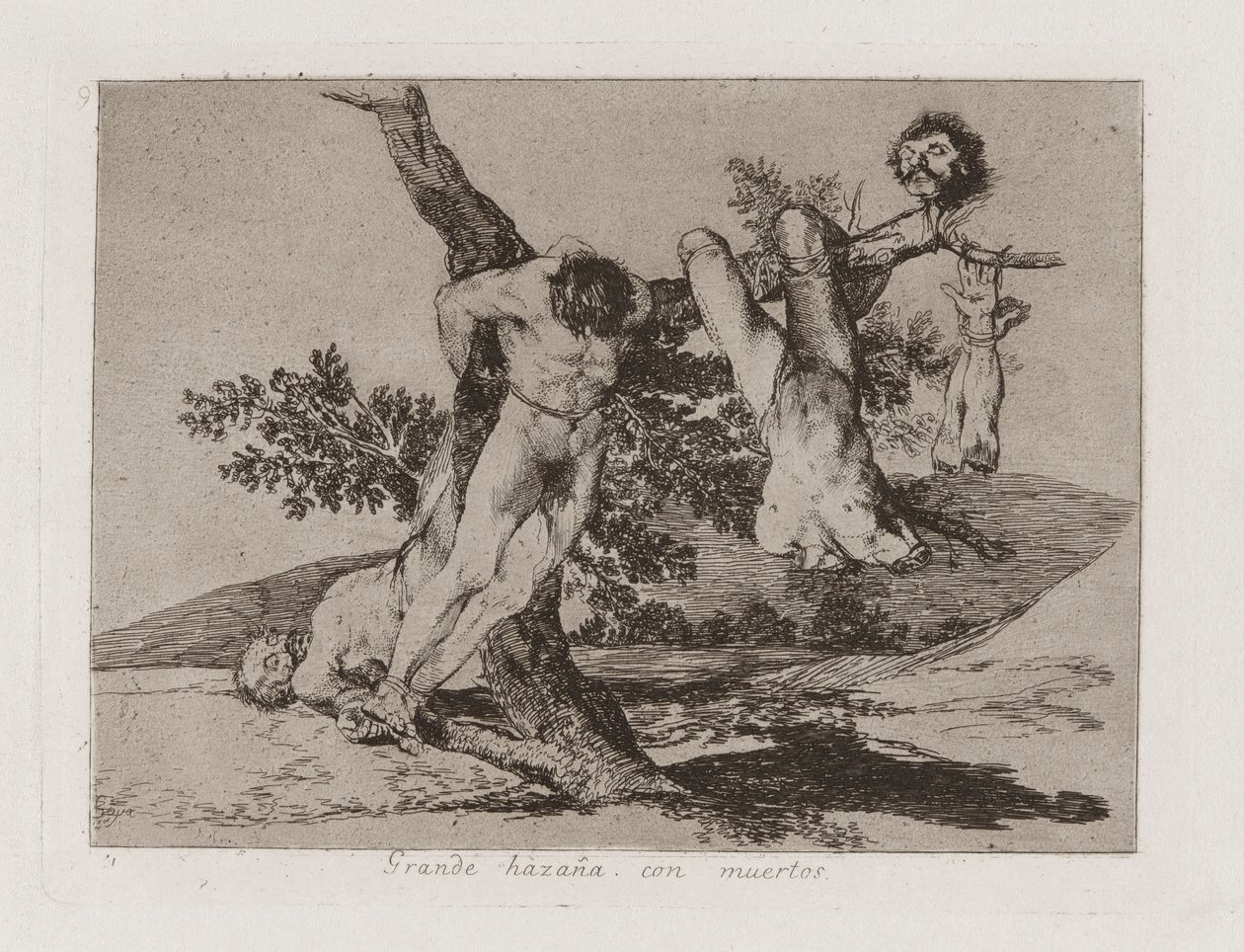 Nagy bravúr! Halottakkal! (Hősi bravúr! Halottakkal!), 39. tábla a The Disasters of War-ból alkotó: Francisco de Goya