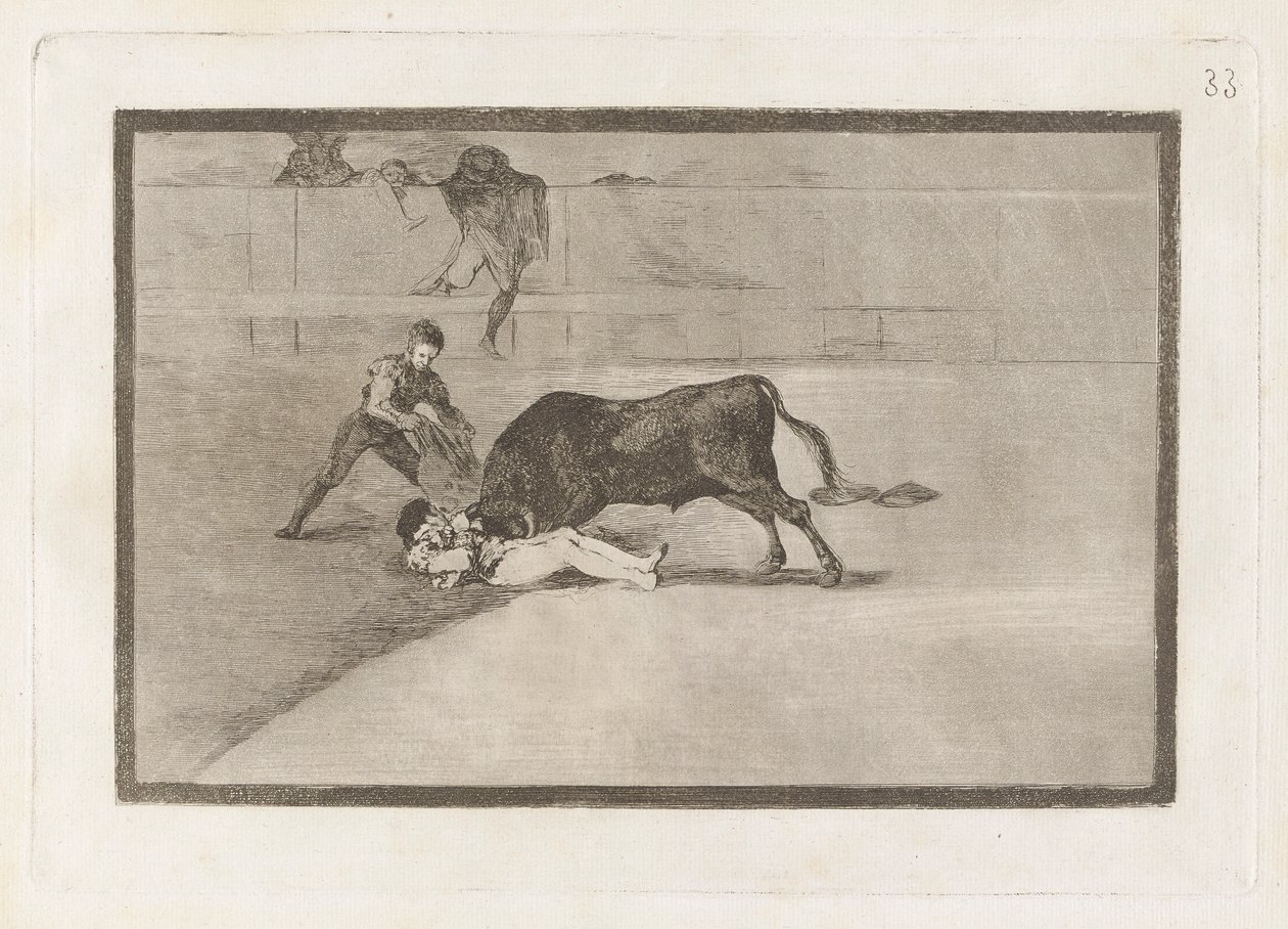 Pepe Illo szerencsétlen halála a Plaza de Madridban (Pepe Illo szerencsétlen halála a gyűrűben Madridban), 33. tábla a La tauromaquia-ból alkotó: Francisco de Goya
