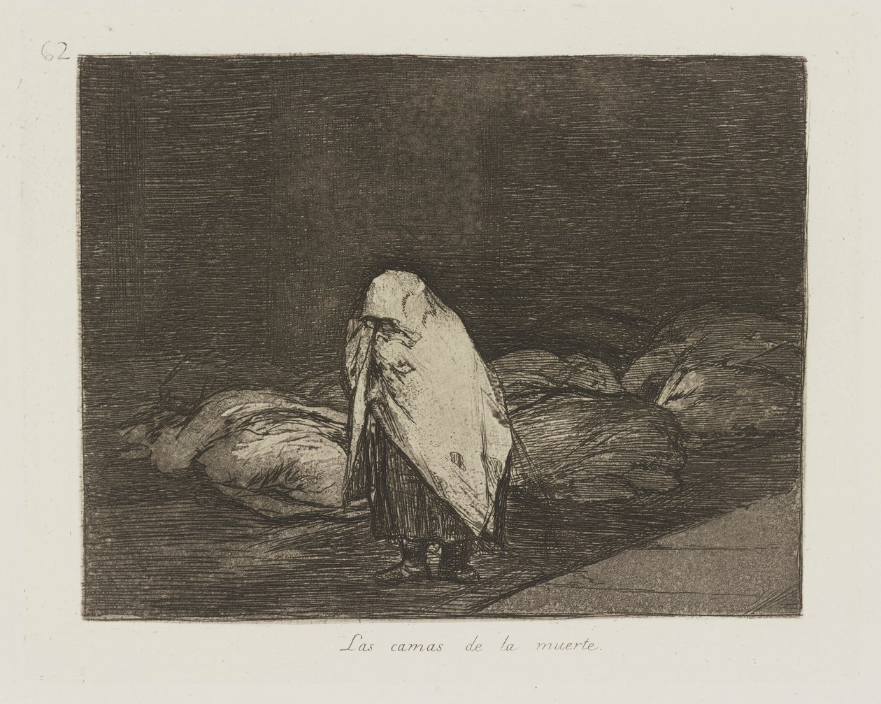 Halotti ágyak. (A halál ágyai.), pl. 62. A háború katasztrófái című sorozatból alkotó: Francisco de Goya