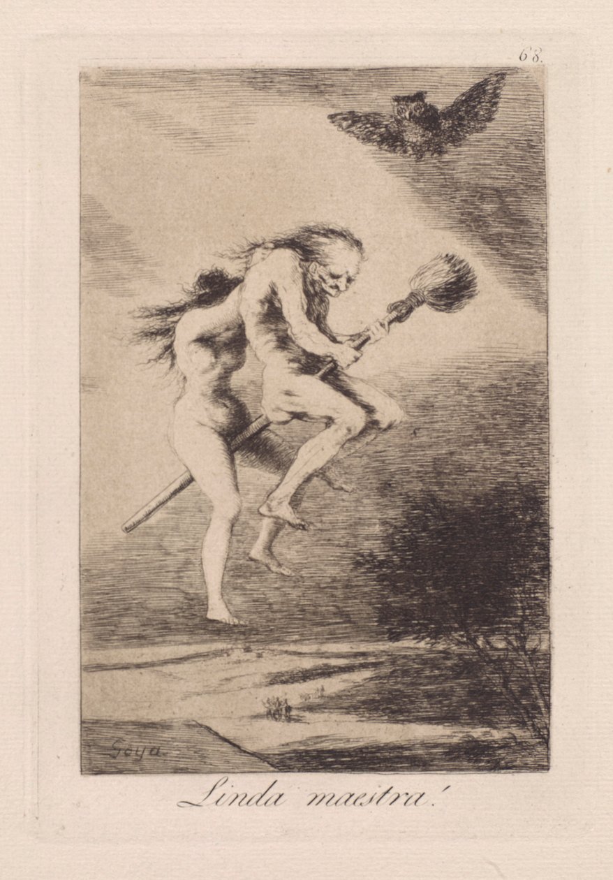 Linda maestra! (Csinos tanár!), pl. 68 a Los caprichos sorozatból alkotó: Francisco de Goya