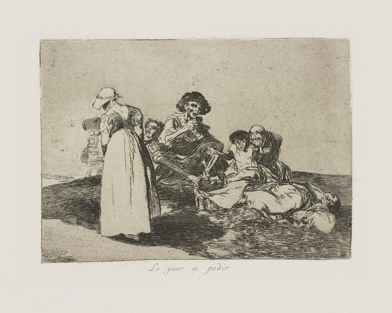 A legrosszabb a kérdezés. (The Worst Is To Beg.), pl. 55 A háború katasztrófái című sorozatból alkotó: Francisco de Goya