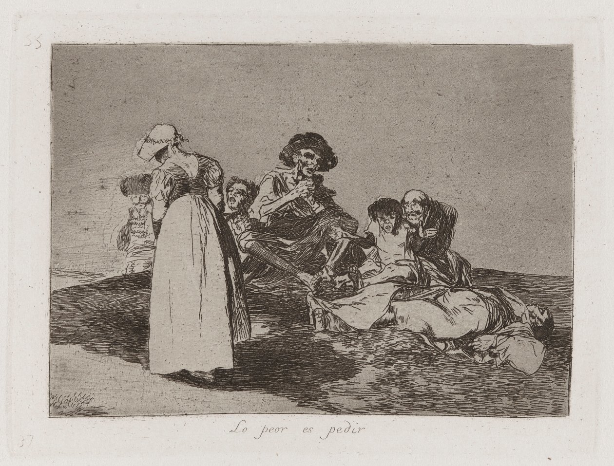 A legrosszabb a koldulni (A legrosszabb a koldulni), 55. tábla a The Disasters of War-ból alkotó: Francisco de Goya