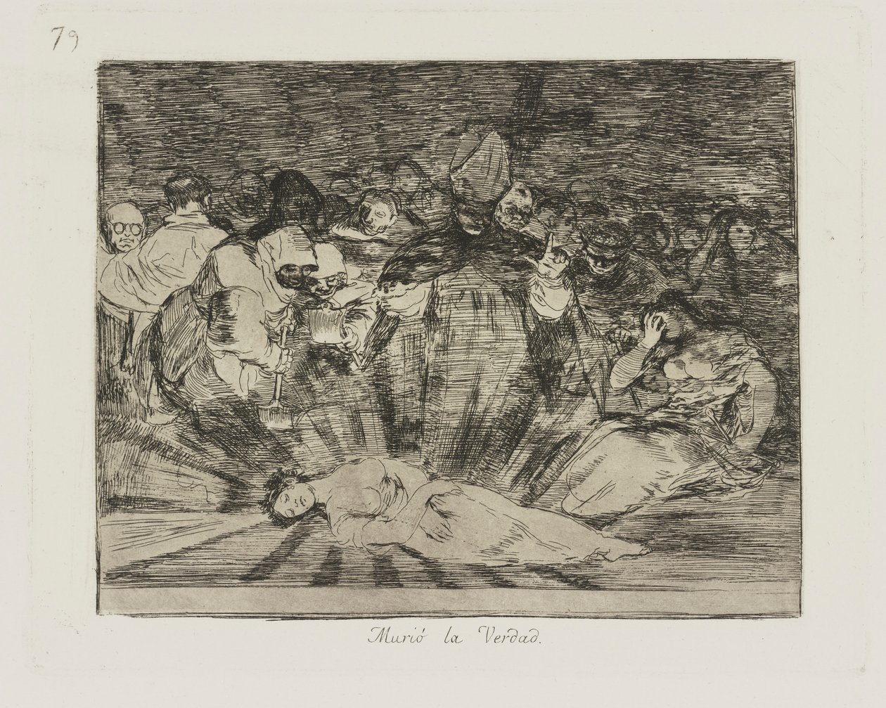 meghalt? az igazság. (Az igazság meghalt.), pl. 79 A háború katasztrófái című sorozatból alkotó: Francisco de Goya