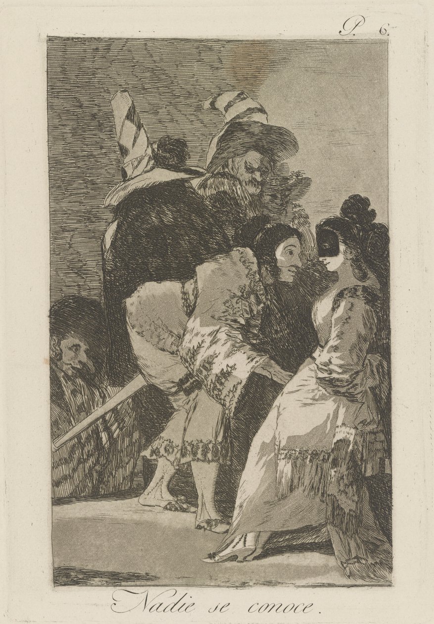 Nadie se conoce. (Senki sem ismeri magát.), pl. 6 a Los caprichos sorozatból alkotó: Francisco de Goya