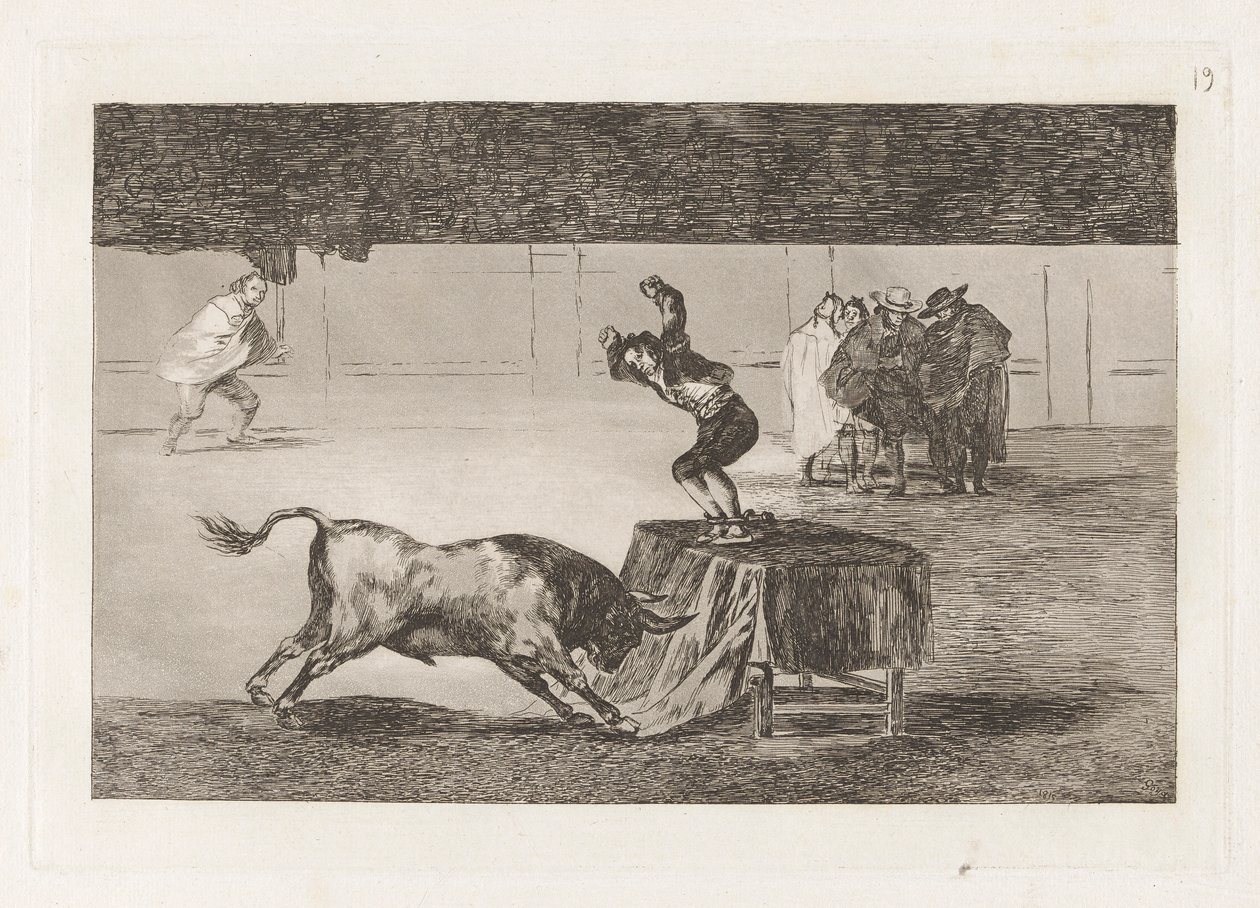 Egy másik őrültsége ugyanazon a téren (Another Madness of his in the Same Ring), 19. tábla a La tauromaquia-ból alkotó: Francisco de Goya
