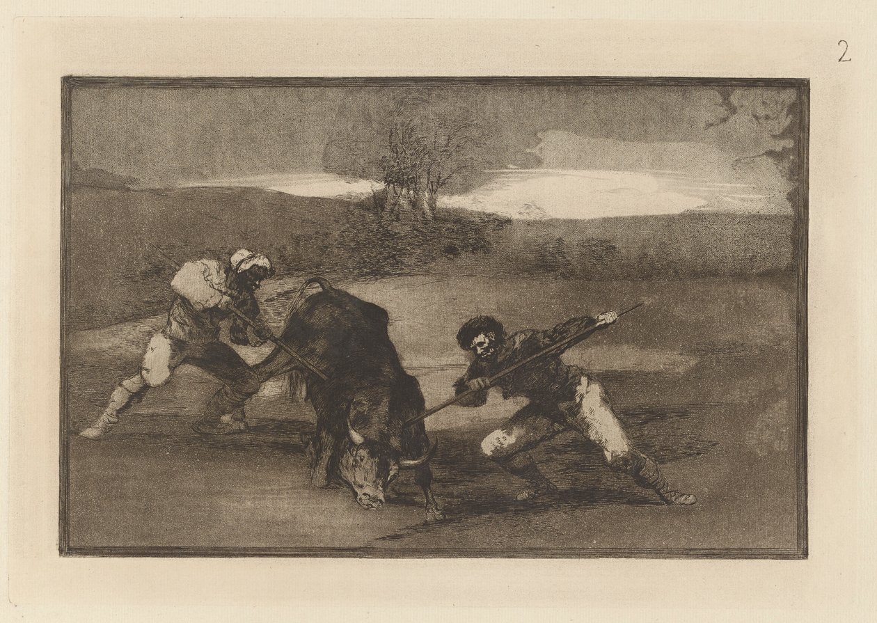 Egy másik módja a vadászatnak? láb (A gyalogvadászat másik módja), 2. tábla a Bikaviadalból alkotó: Francisco de Goya