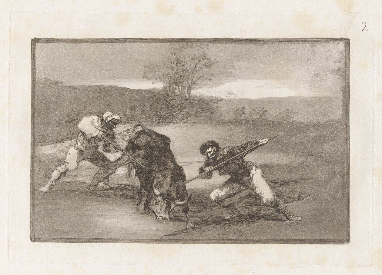 Egy másik módja a vadászatnak? láb (A gyalogvadászat másik módja), 2. tábla a Bikaviadalból alkotó: Francisco de Goya