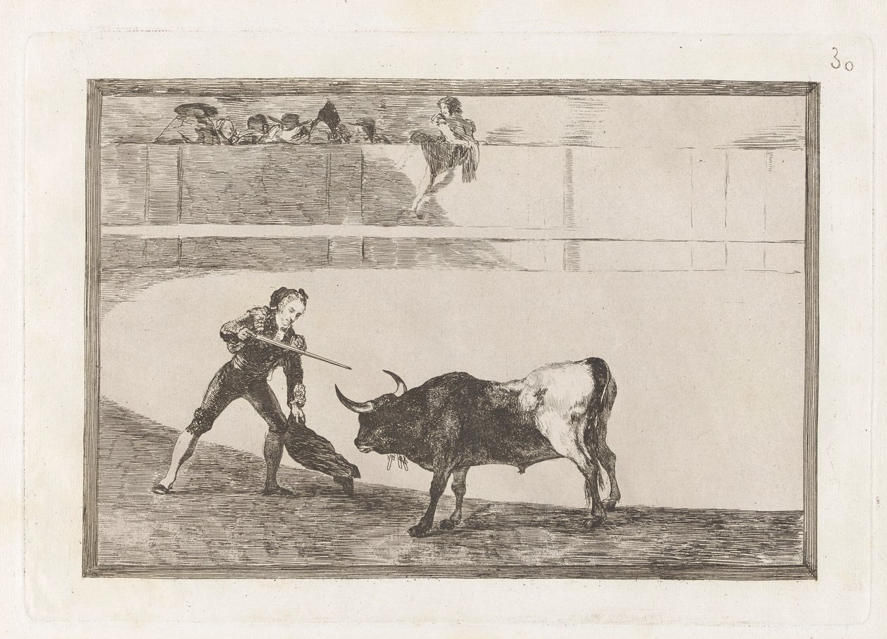 Pedro Romero megölése? álló bika (Pedro Romero Killing the Halted Bull), La tauromaquia 30. tábla alkotó: Francisco de Goya