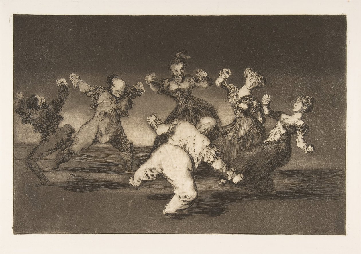 12. tábla a Disparatesből: Ha Marion táncolni fog, akkor..., kb. 1816-23, 1864-ben megjelent. alkotó: Francisco de Goya