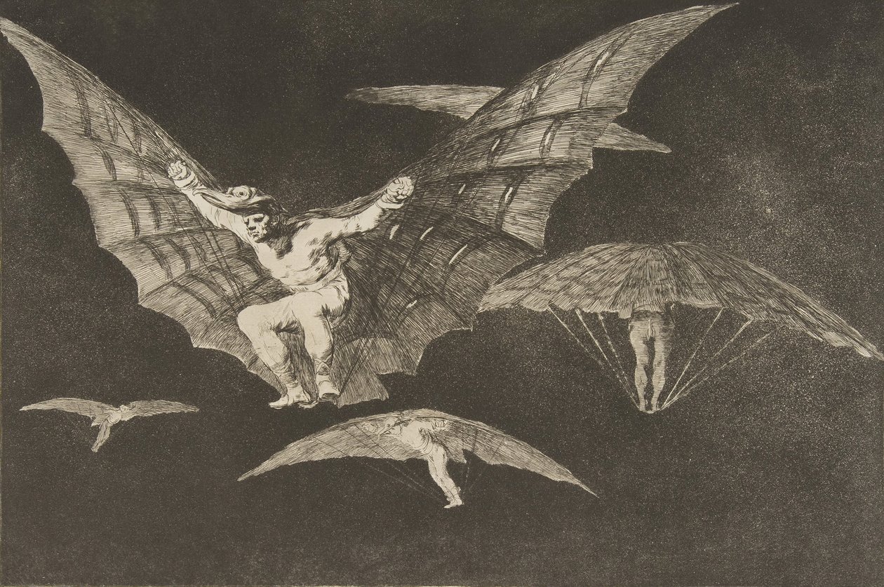 13. tábla a Disparates: A Way of Flying-ből, kb. 1816-23, 1864-ben megjelent. alkotó: Francisco de Goya