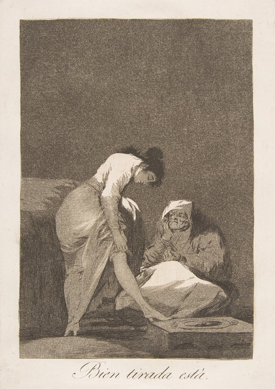 17. tábla Los Caprichosból: Szépen kifeszített Bien tirada está., 1799. alkotó: Francisco de Goya