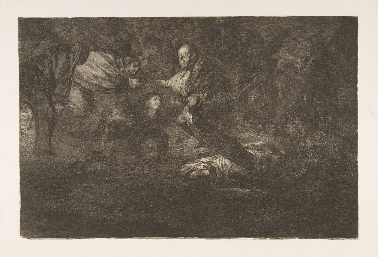 18. tábla a „Különbözők”-ből: Egy tollmadarak összecsapódnak, kb. 1816-23, 1864-ben megjelent. alkotó: Francisco de Goya