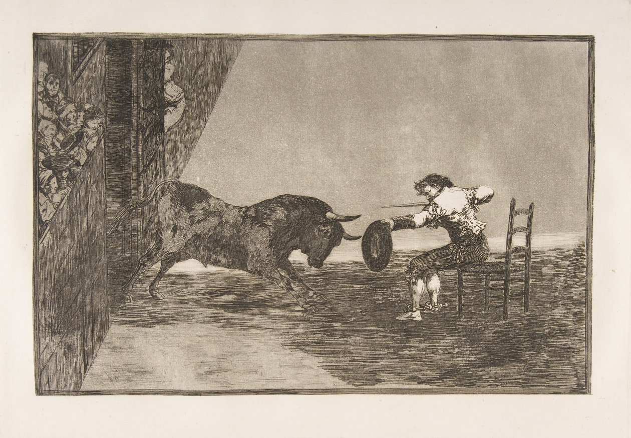 A Tauromaquia 18. táblája: Martincho merészsége a ringben Saragossában, 1816. alkotó: Francisco de Goya