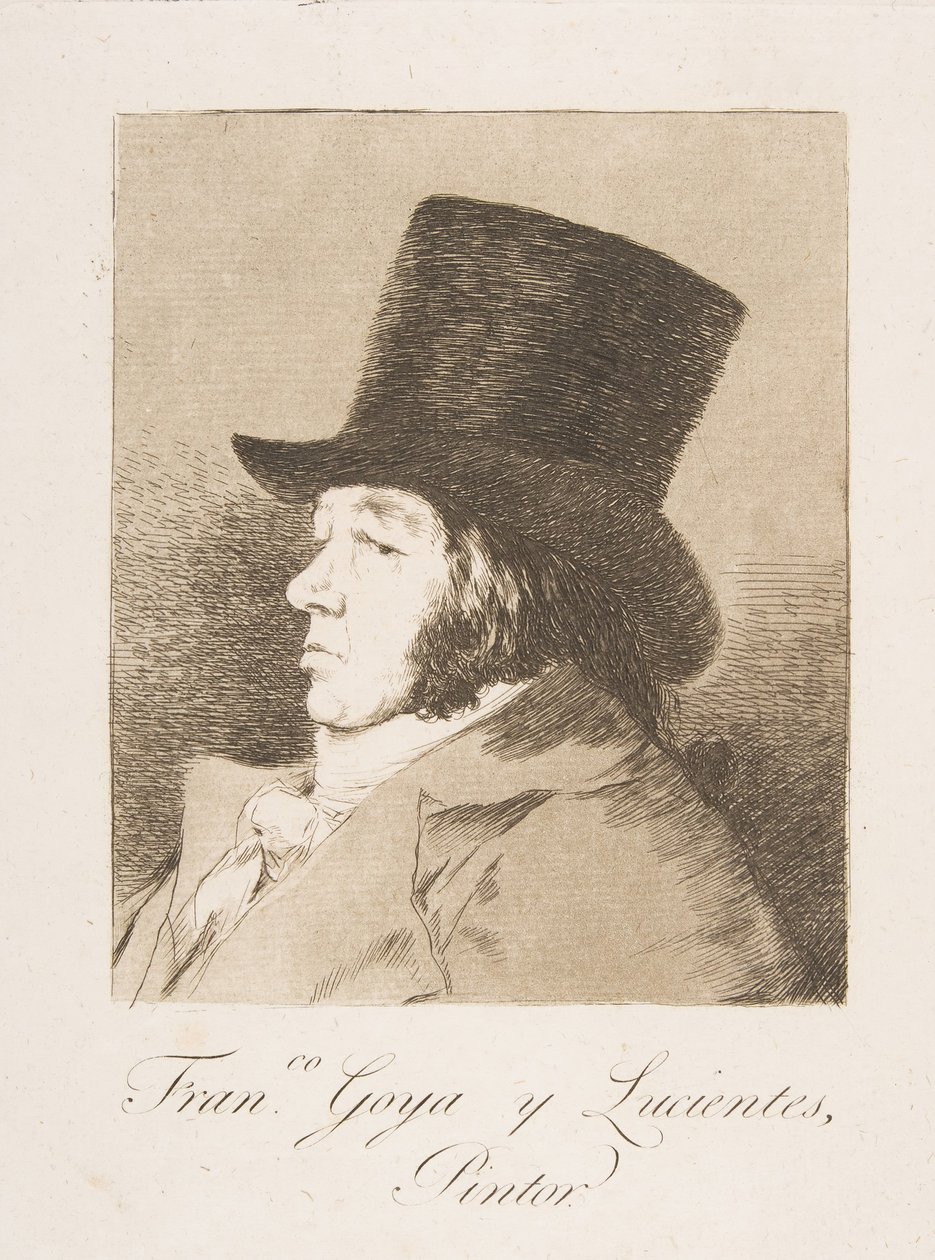 1. tábla a „Los Caprichos”-ból: Goya Franco önarcképe. Goya és Lucientes, festő, 1799. alkotó: Francisco de Goya