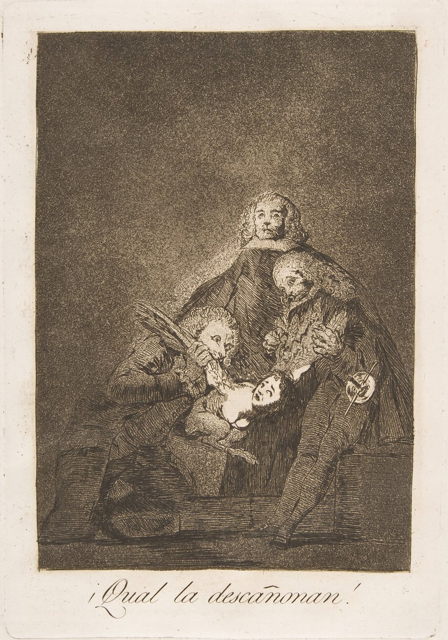21. tábla Los Caprichosból: Hogy koptatják! ¡Qual la descañonan!, 1799. alkotó: Francisco de Goya
