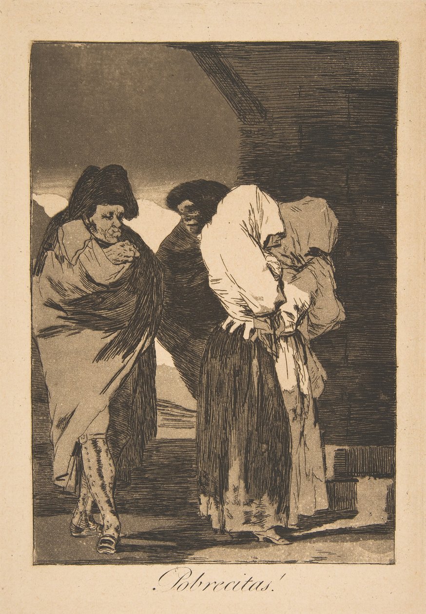 22. lemez Los Caprichosból: Szegény kislányok! Probrecitas!, 1799, posztumusz benyomás. alkotó: Francisco de Goya